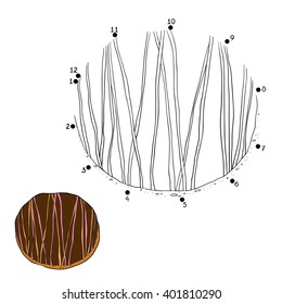 Numbers game for children, dot to dot education game, vector donut