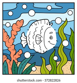 Numbers game for children, dot-to-dot game (fish)