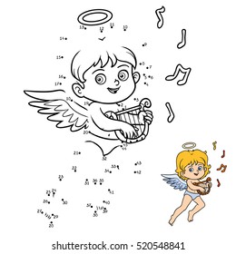 Numbers game for children, education dot to dot game. Valentine's Day character, Angel