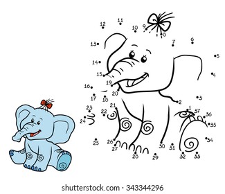 Numbers game for children: elephant with bow
