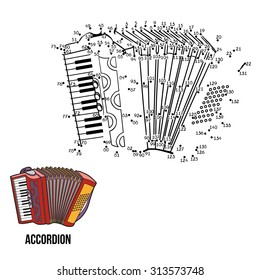 Numbers game for children: musical instruments (accordion)
