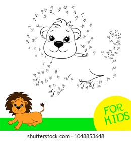 Numbers game. Connect the dots in order. Lion