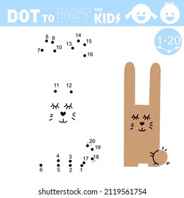 Numbers game. Dot to dot game for children. Connect the dots in order and coloring bunny. Easter. Spring. Vector illustration.