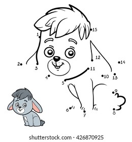 Numbers game, dot to dot education game for children. Little rabbit