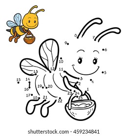 Numbers game, dot to dot education game for children about bees