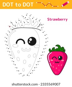 Numbers game Dot to dot. Game for kids. Strawberry