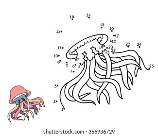Numbers game, education game for children (jellyfish)