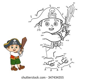 Numbers game, education game for children: pirate boy