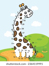 Numbers game education game and coloring book for children vector illustration