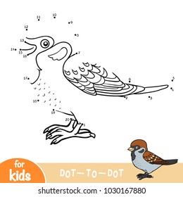 Numbers game, education dot to dot game for children, Sparrow