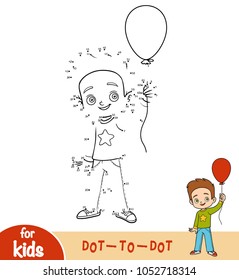 Numbers game, education dot to dot game for children, Boy and balloon