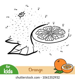 Numbers game, education dot to dot game for children, Orange