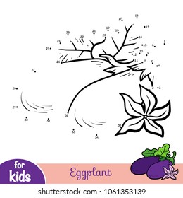 Numbers game, education dot to dot game for children, Eggplant