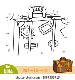 Numbers game, education dot to dot game for children, Suitcase with stickers