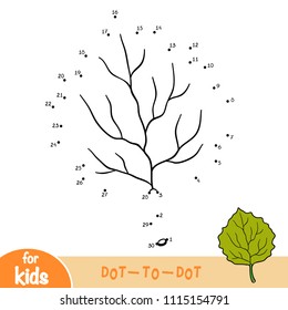 Numbers game, education dot to dot game for children, Aspen leaf