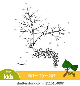 Numbers game, education dot to dot game for children, Black poplar branch