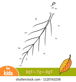 Numbers game, education dot to dot game for children, Pear tree leaf