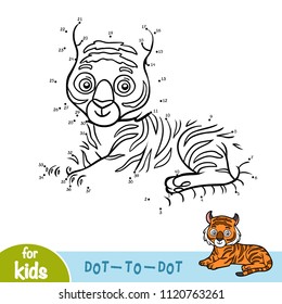 Numbers game, education dot to dot game for children, Tiger