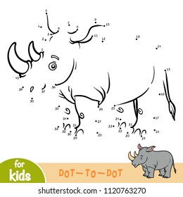 Numbers game, education dot to dot game for children, Rhino