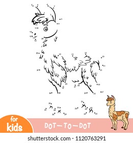 Numbers game, education dot to dot game for children, llama