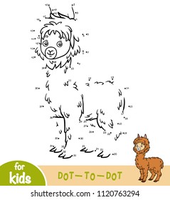 Numbers game, education dot to dot game for children, Alpaca