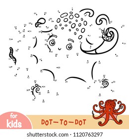 Numbers game, education dot to dot game for children, Octopus