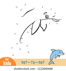 Numbers game, education dot to dot game for children, Dolphin