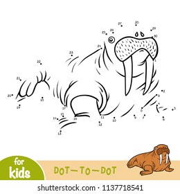 Numbers game, education dot to dot game for children, Walrus