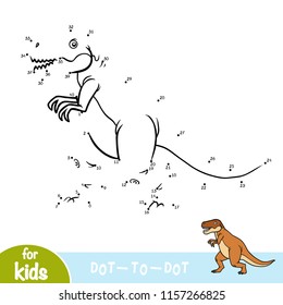 Numbers game, education dot to dot game for children, Tyrannosaurus