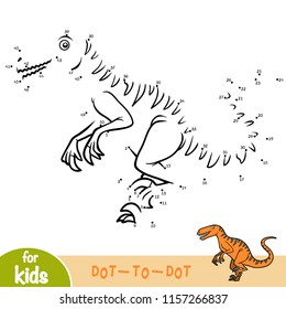 Numbers game, education dot to dot game for children, Deinonychus