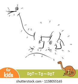 Numbers game, education dot to dot game for children, Apatosaurus