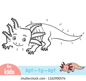 Numbers game, education dot to dot game for children, Axolotl