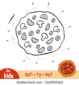 Numbers game, education dot to dot game for children, Pizza