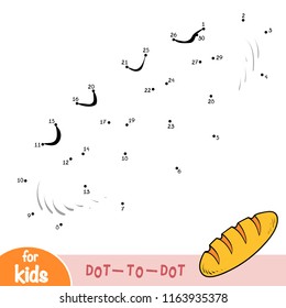 Numbers game, education dot to dot game for children, Bread loaf