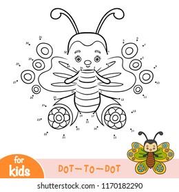 Numbers game, education dot to dot game for children, Butterfly