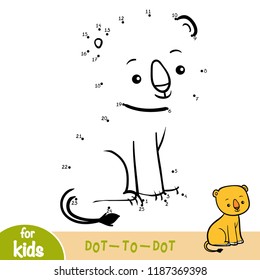 Numbers game, education dot to dot game for children, Lioness