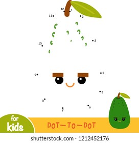 Numbers game, education dot to dot game for children, Avocado