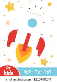 Numbers game, education dot to dot game for children, Rocket in space
