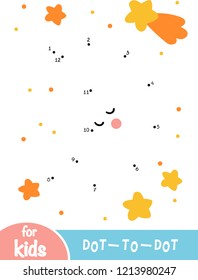Numbers game, education dot to dot game for children, Moon and stars night sky