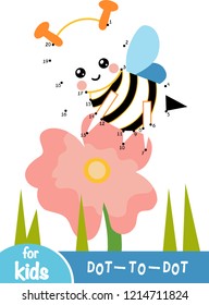 Numbers game, education dot to dot game for children, Flower meadow.
The bee on the flower.