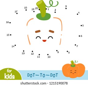 Numbers game, education dot to dot game for children, Pumpkin