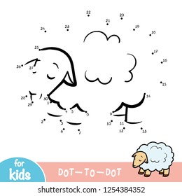 Numbers game, education dot to dot game for children, Sheep