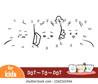 Numbers game, education dot to dot game for children, Dirty teeth