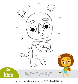 Numbers game, education dot to dot game for children, Lion and ball