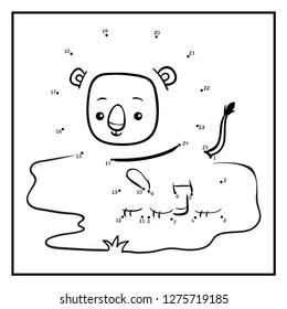 Numbers game, education dot to dot game for children, Lion