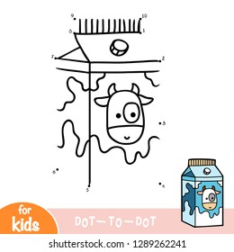 Numbers game, education dot to dot game for children, Milk box