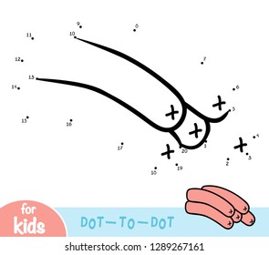 Numbers game, education dot to dot game for children, Sausages