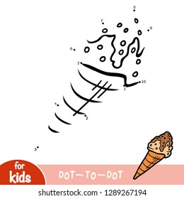 Numbers game, education dot to dot game for children, Ice cream cone