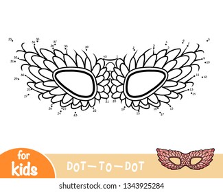 Numbers game, education dot to dot game for children, Carnival mask with feathers