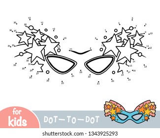 Numbers game, education dot to dot game for children, Carnival mask with stars